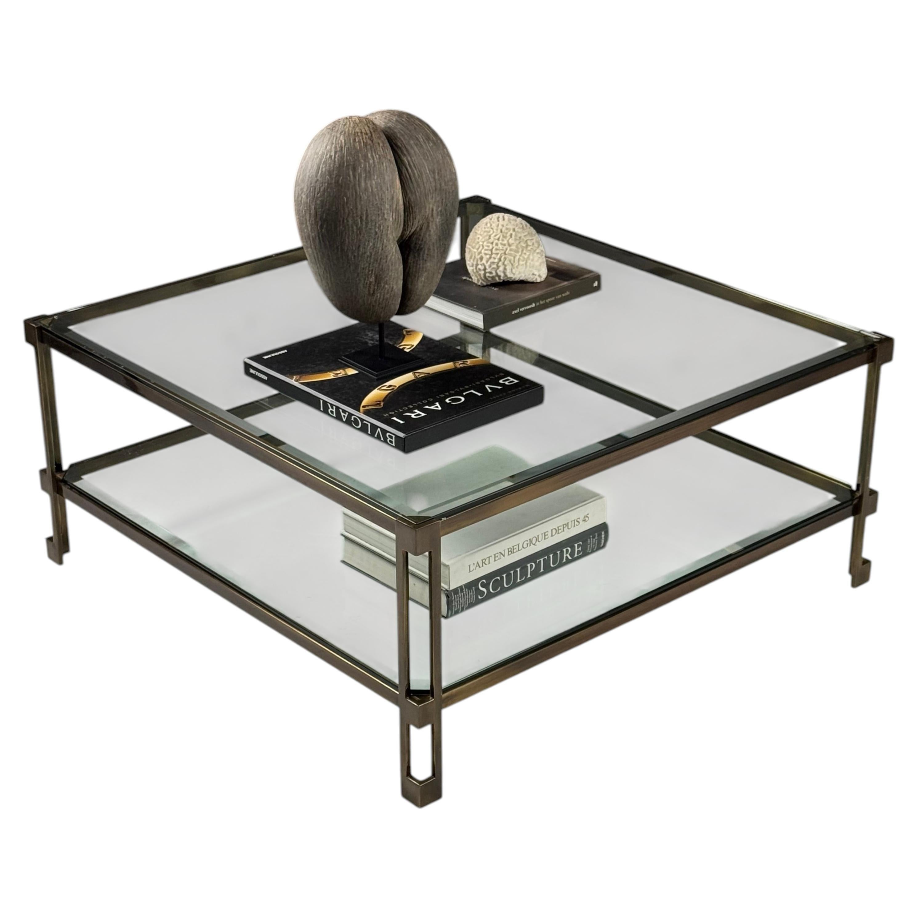 Vintage glass coffee table For Sale