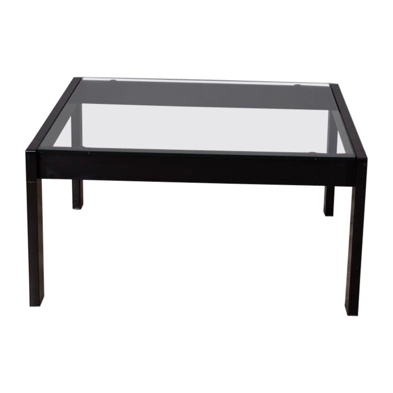 Vintage glass coffee table, Sanmarco model, designed by Gae Aulenti for Zanotta, 1970 For Sale