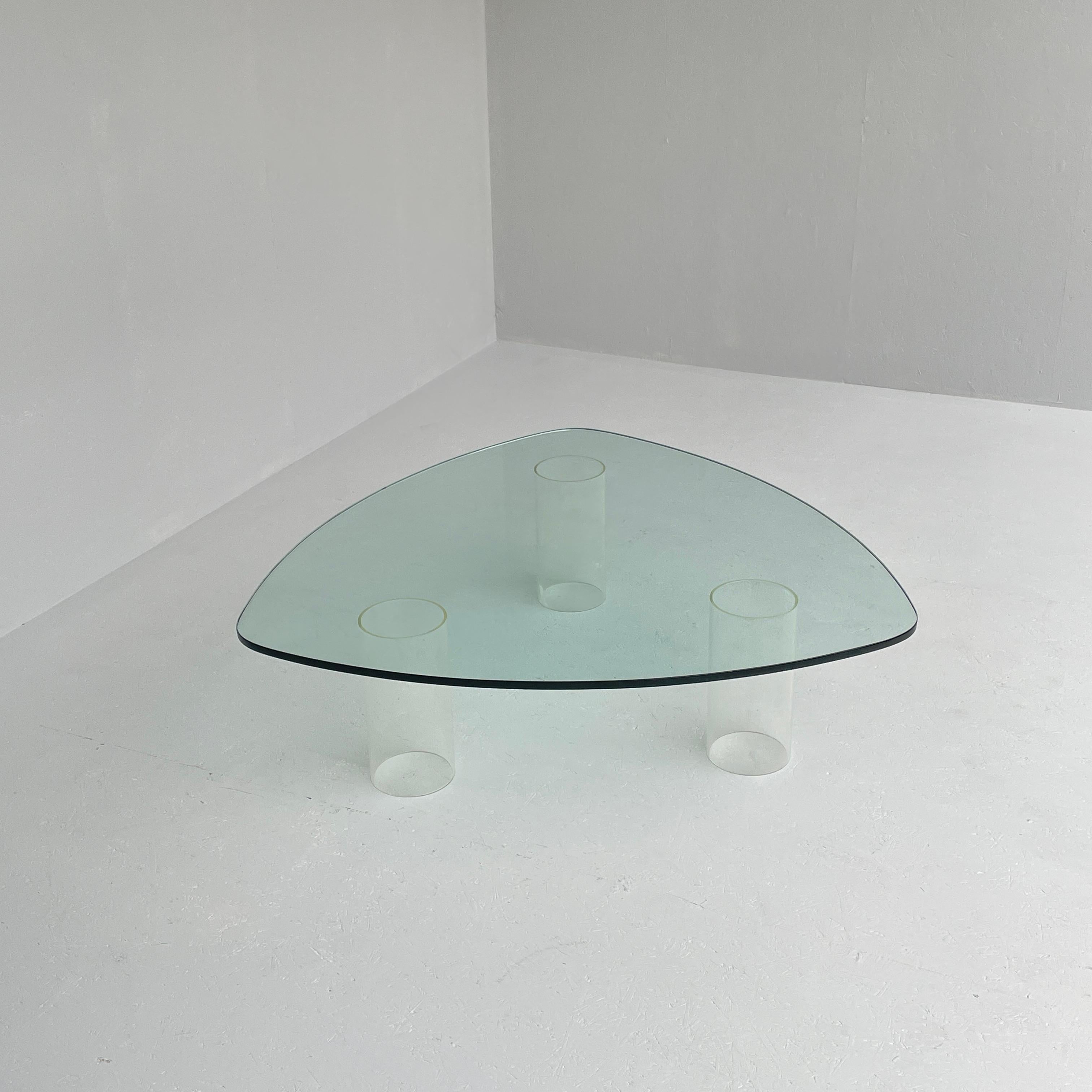Vintage Glass Coffee Table with Plastic Legs For Sale 1