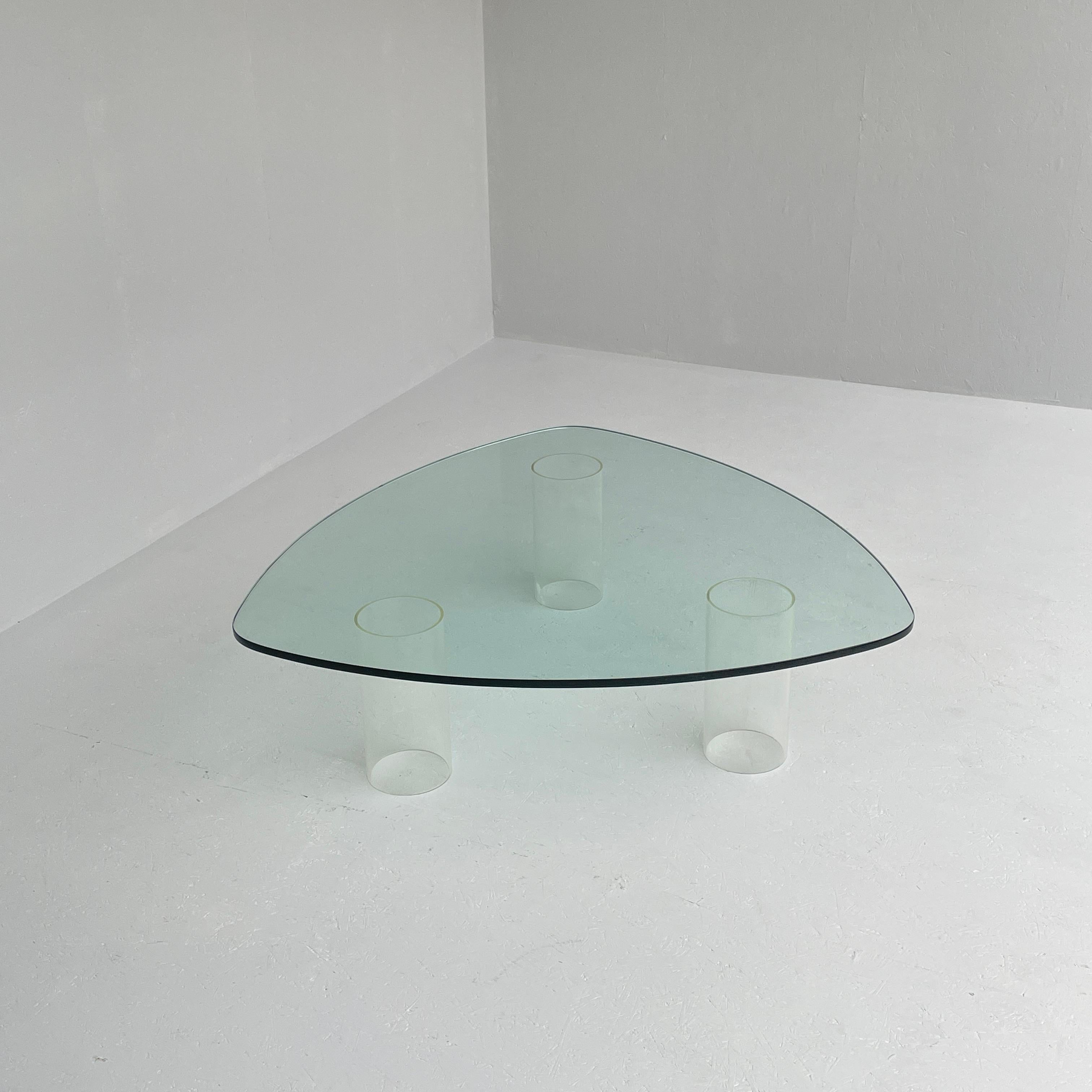 Vintage Glass Coffee Table with Plastic Legs For Sale 2