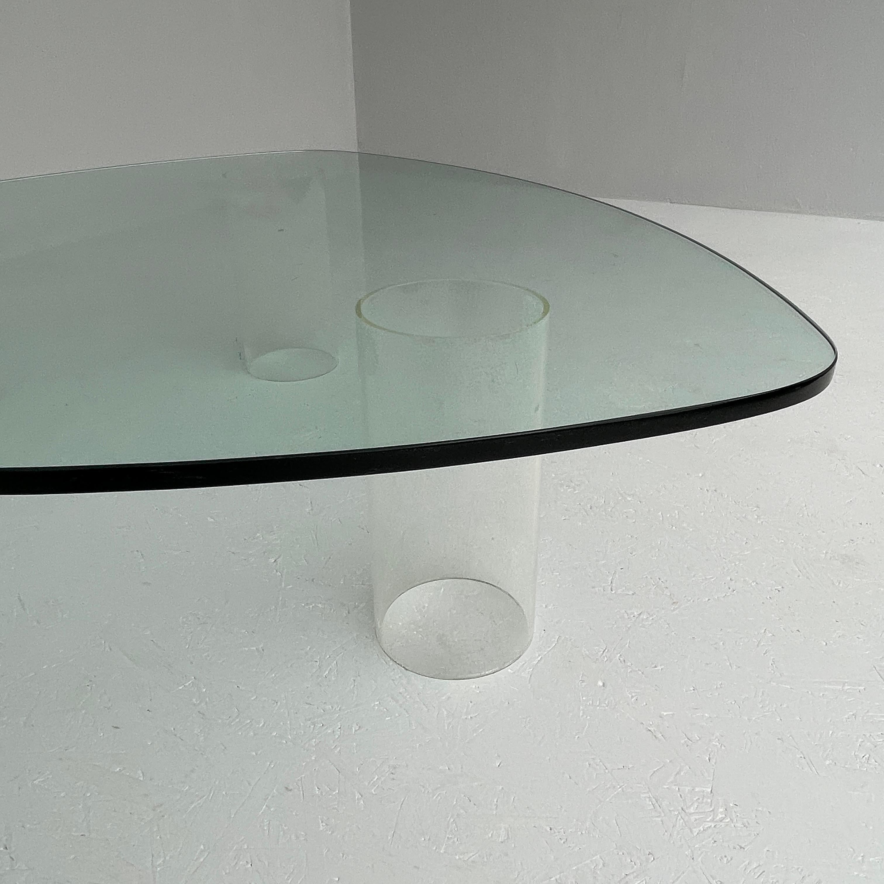 Vintage Glass Coffee Table with Plastic Legs For Sale 4