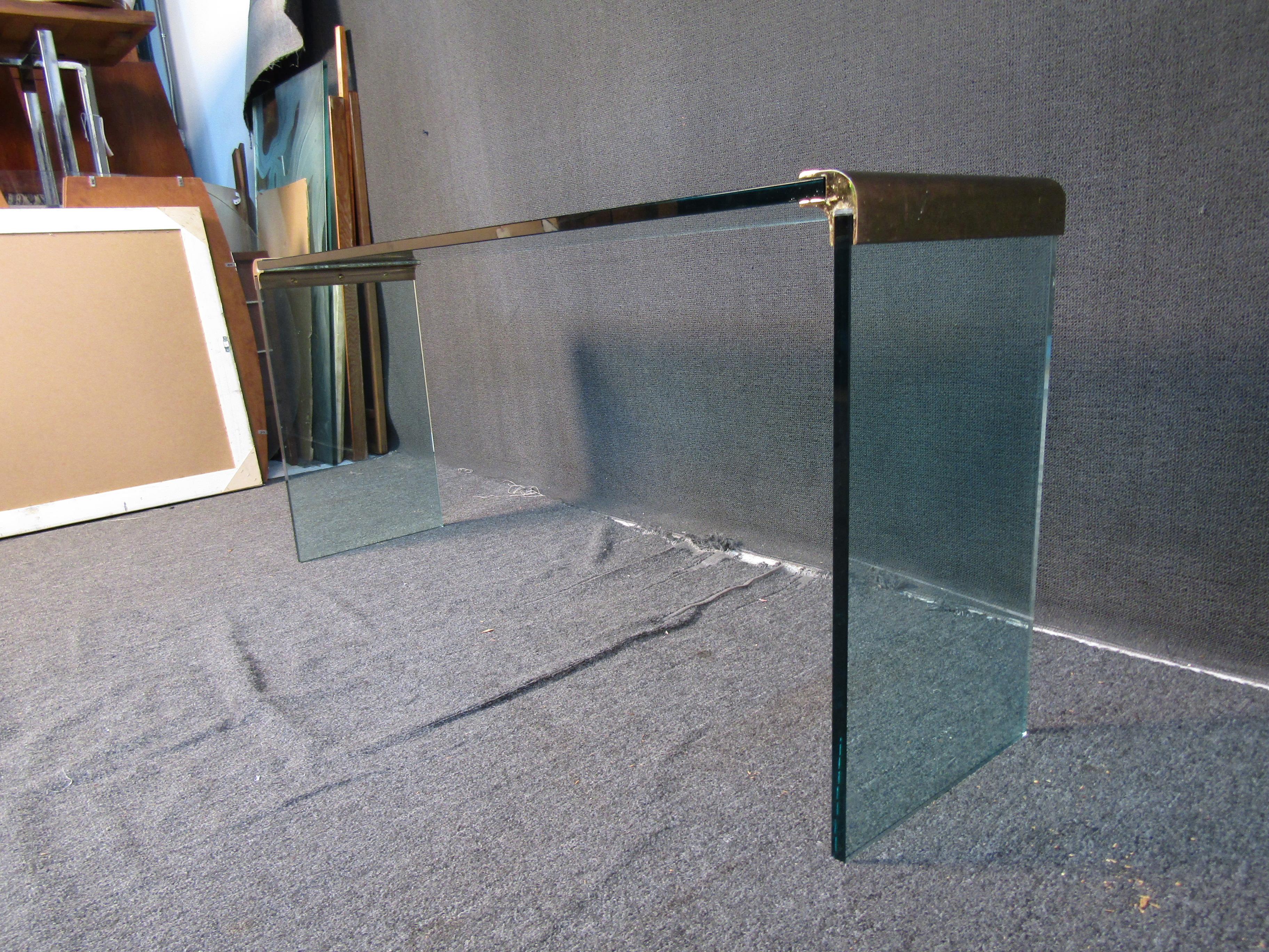 Mid-Century Modern Vintage Glass Console Table by Pace