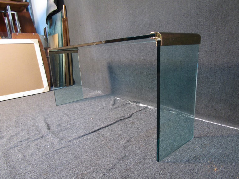 Mid-Century Modern Vintage Glass Console Table by Pace For Sale