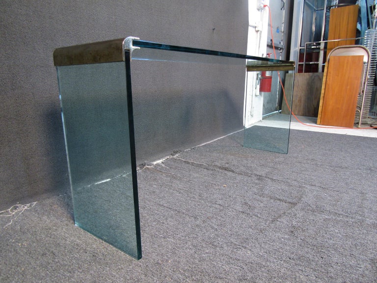 Vintage Glass Console Table by Pace In Good Condition For Sale In Brooklyn, NY