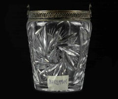 Vintage Glass Wine Cooler with Brass Handles, Italian Design, 1970s
