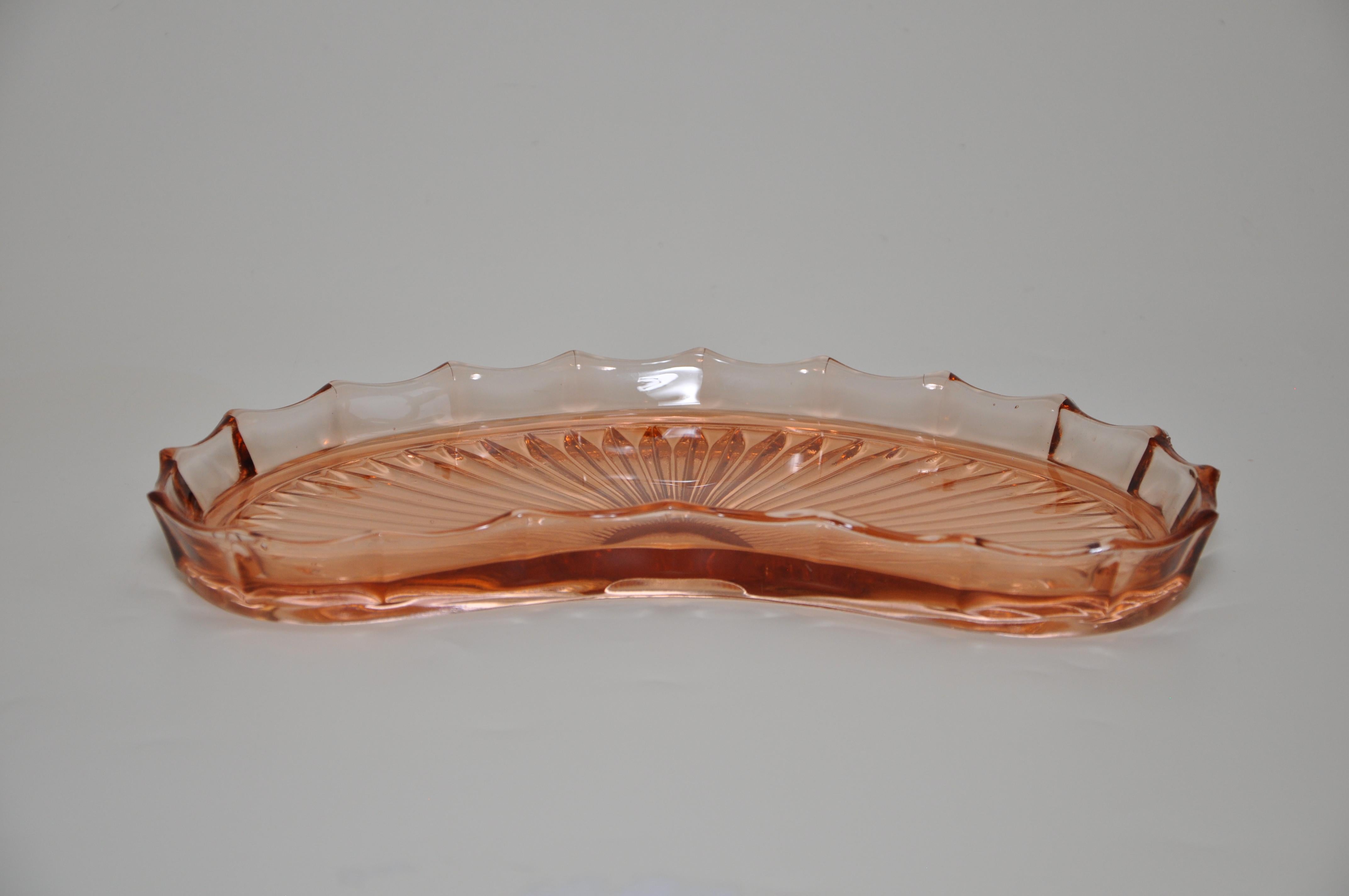 Vintage Glass Cosmetics Vanity Make-Up Tray Peach Orange In Good Condition In Belfast, Northern Ireland