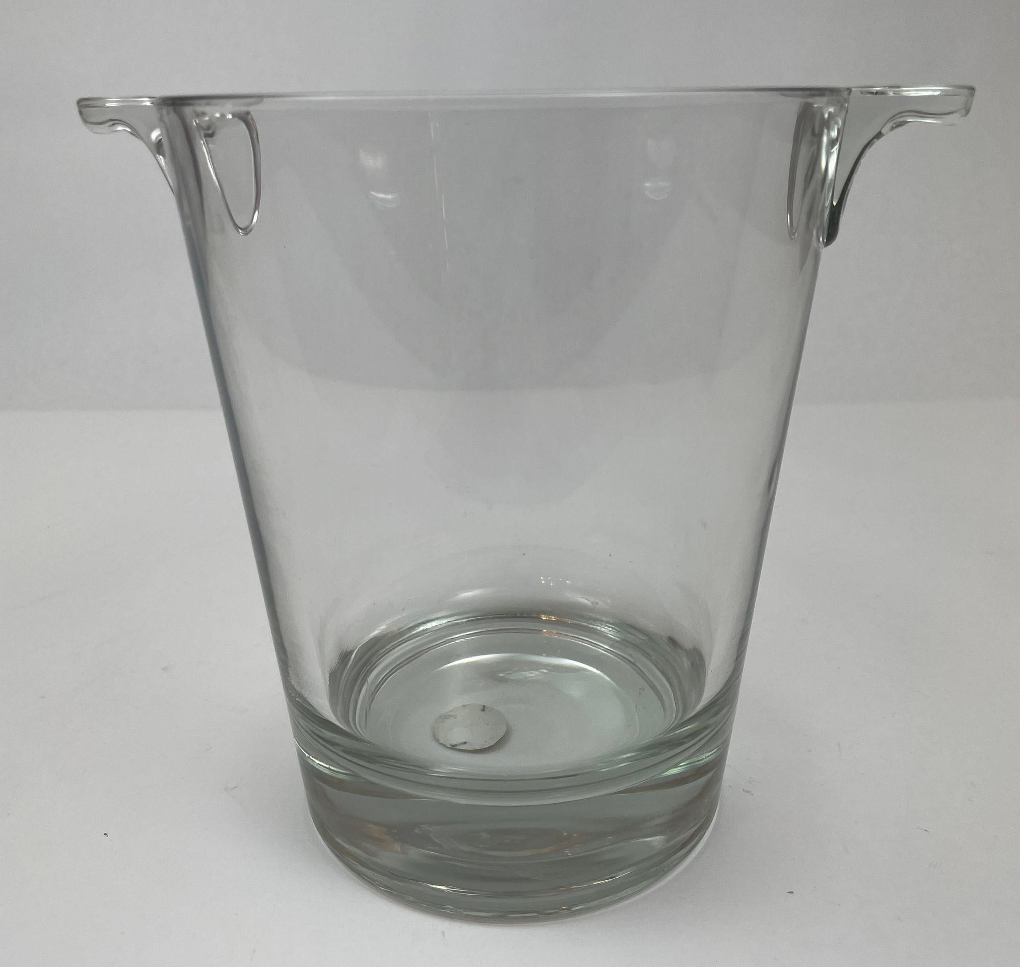 Postmoderne Seau à glace vintage en verre et cristal de Cristal D'Arques France en vente