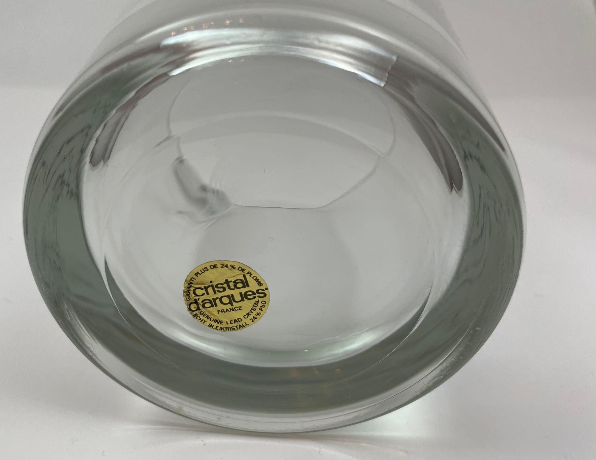 20ième siècle Seau à glace vintage en verre et cristal de Cristal D'Arques France en vente