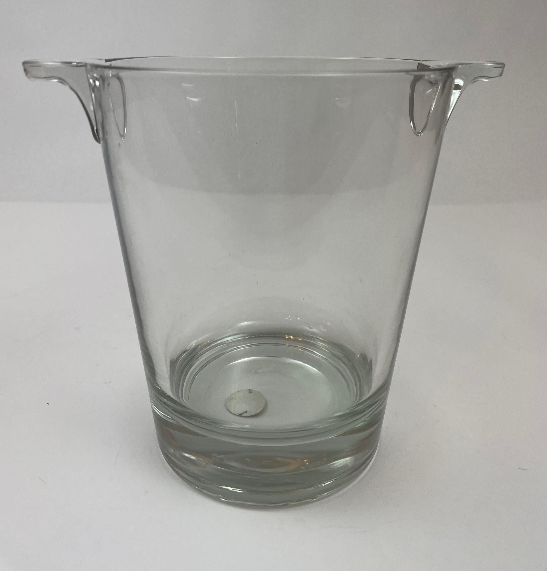 Vintage Glass Crystal Ice Bucket by Cristal D'Arques France For Sale 1