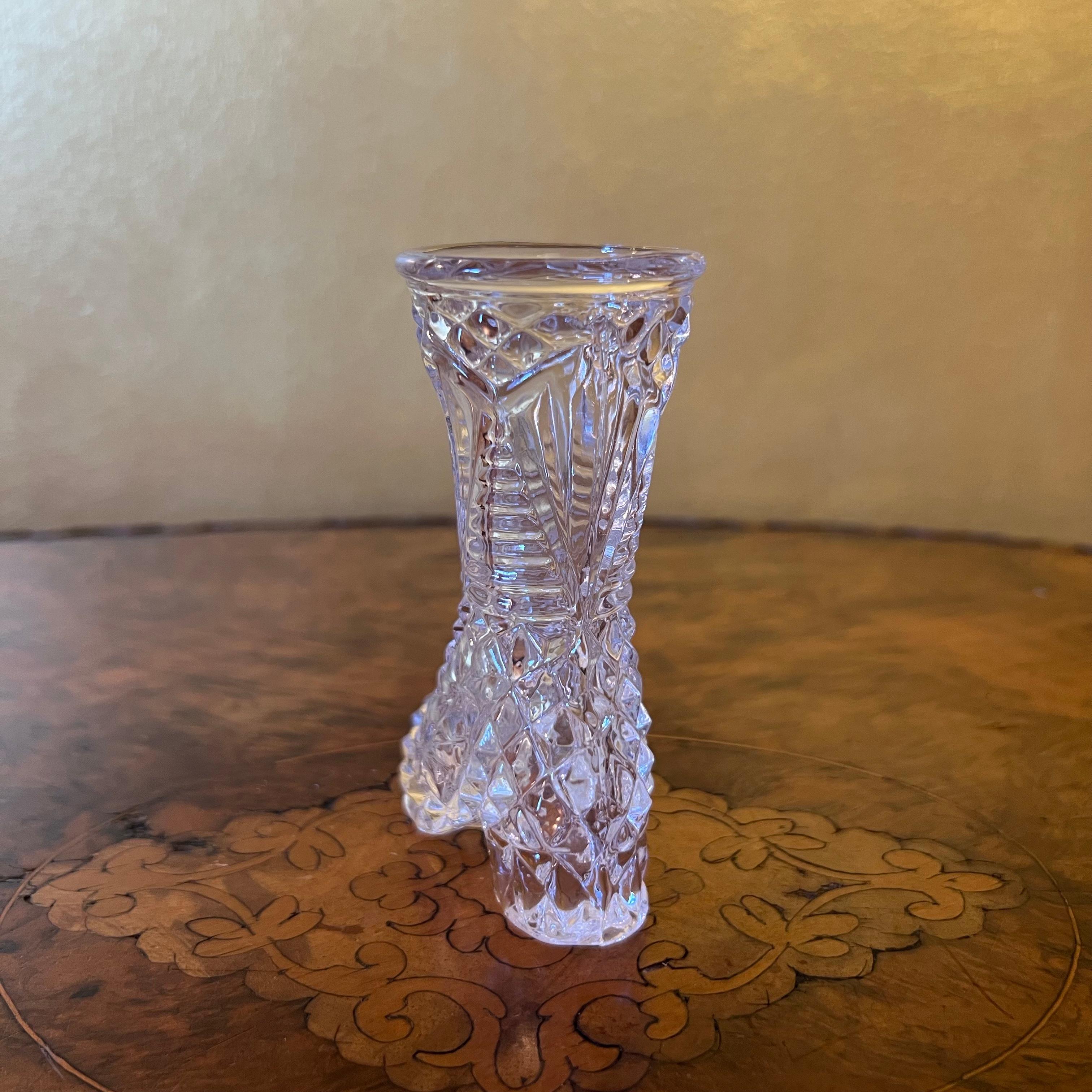 Vintage Glass Cut Shoe Vase For Sale 2