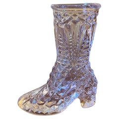 Vintage Glass Cut Shoe Vase