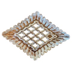 Plat à bijoux vintage en verre avec diamants