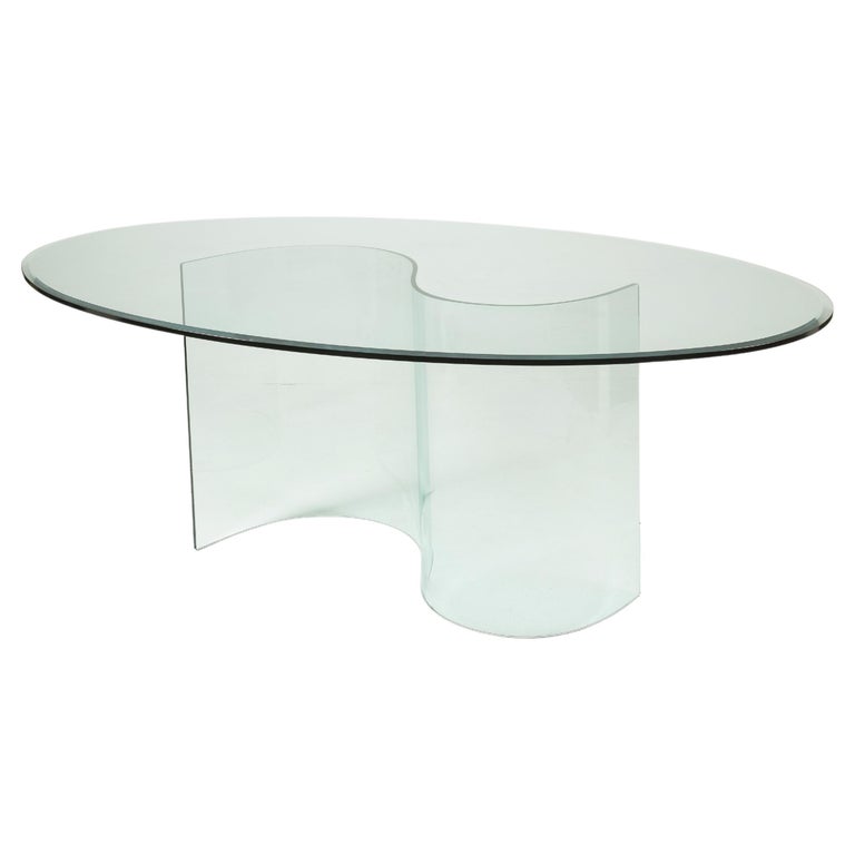Vintage Glass Dining Table For Sale at 1stDibs