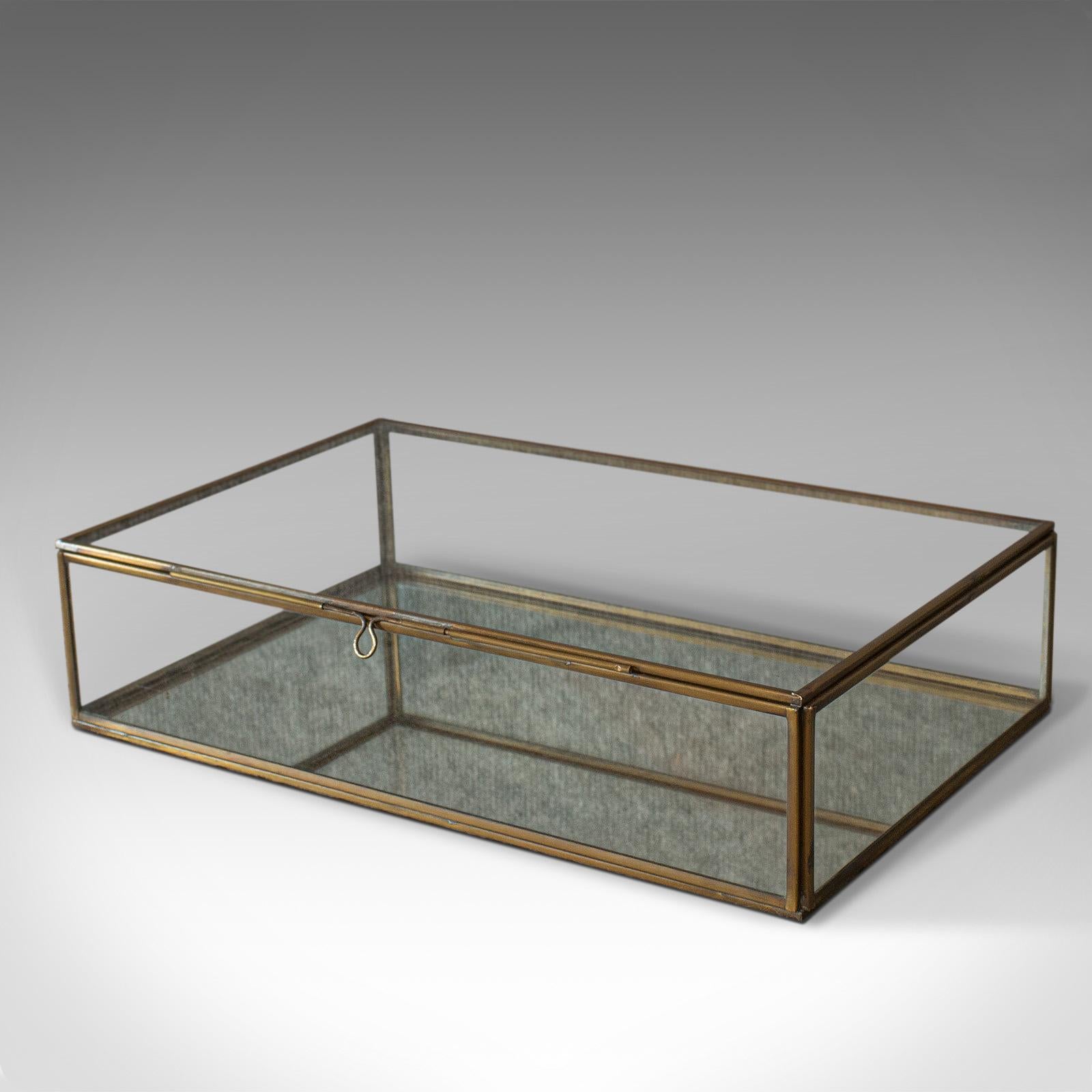 Vintage Glass Display Case, English, Brass, Showcase, 20th Century, circa 1980 1