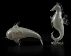 Vintage Glass Dolphin and Seahorse, Half of 20th Century
