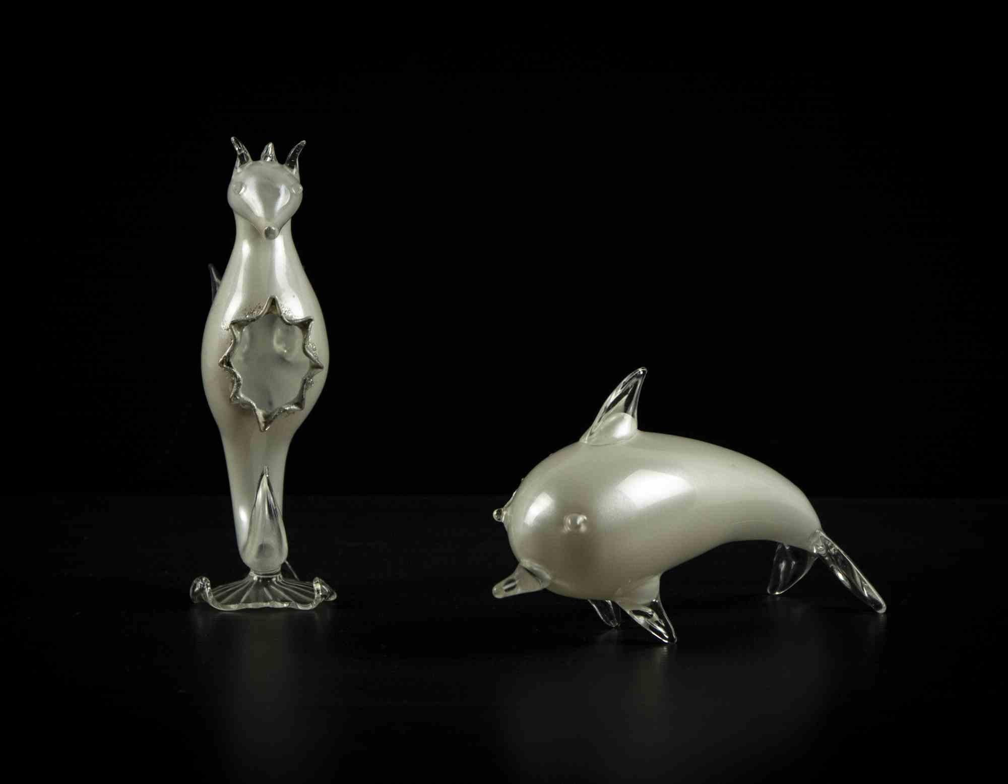 Italian Vintage Glass Dolphin and Seahorse, Half of 20th Century For Sale
