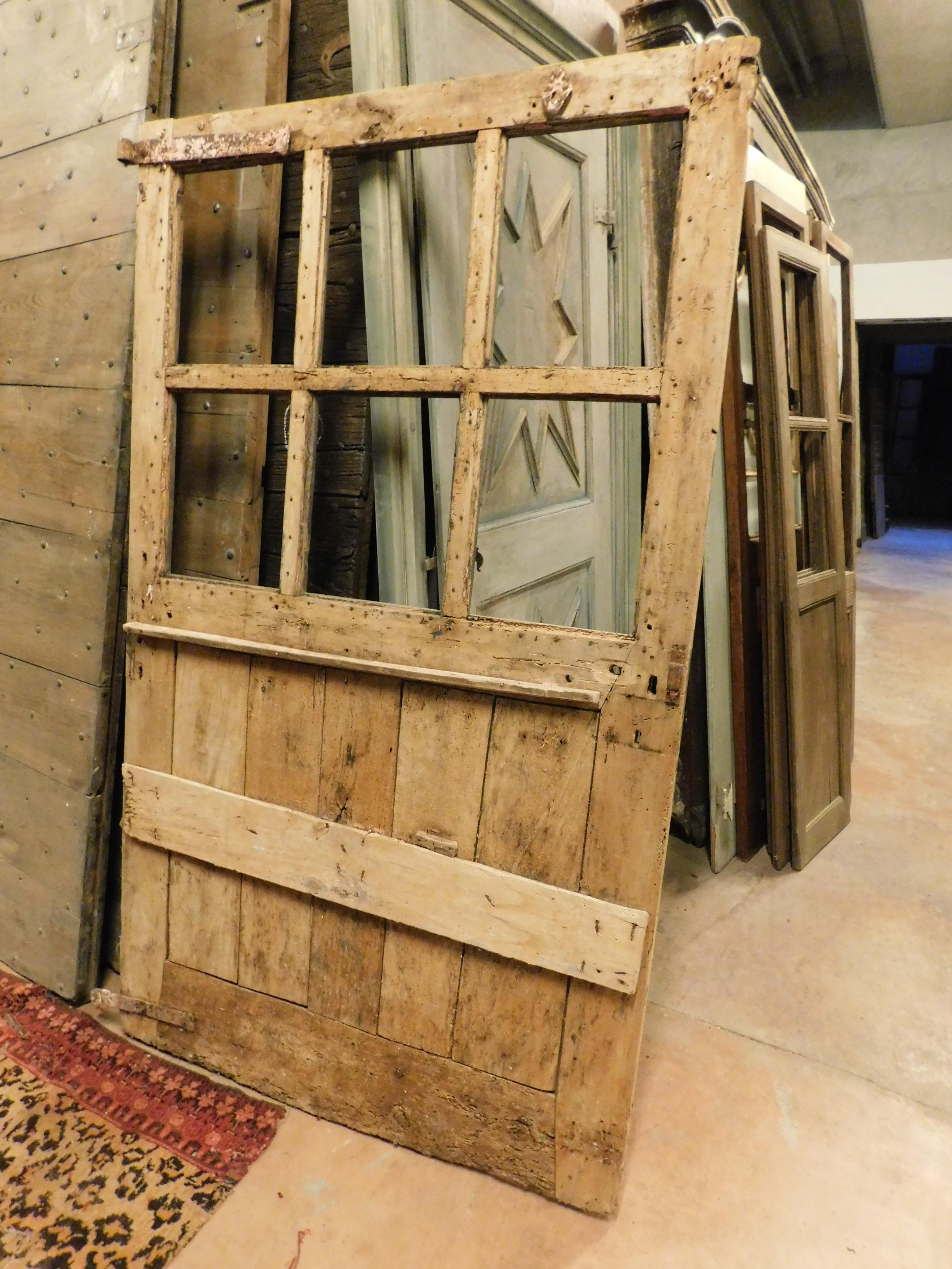 Vintage-Glastür aus Pappelholz, zu restaurieren, aus dem 19. Jahrhundert, Italien im Angebot 1