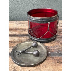 Tarro de cristal vintage con tapa de tambor