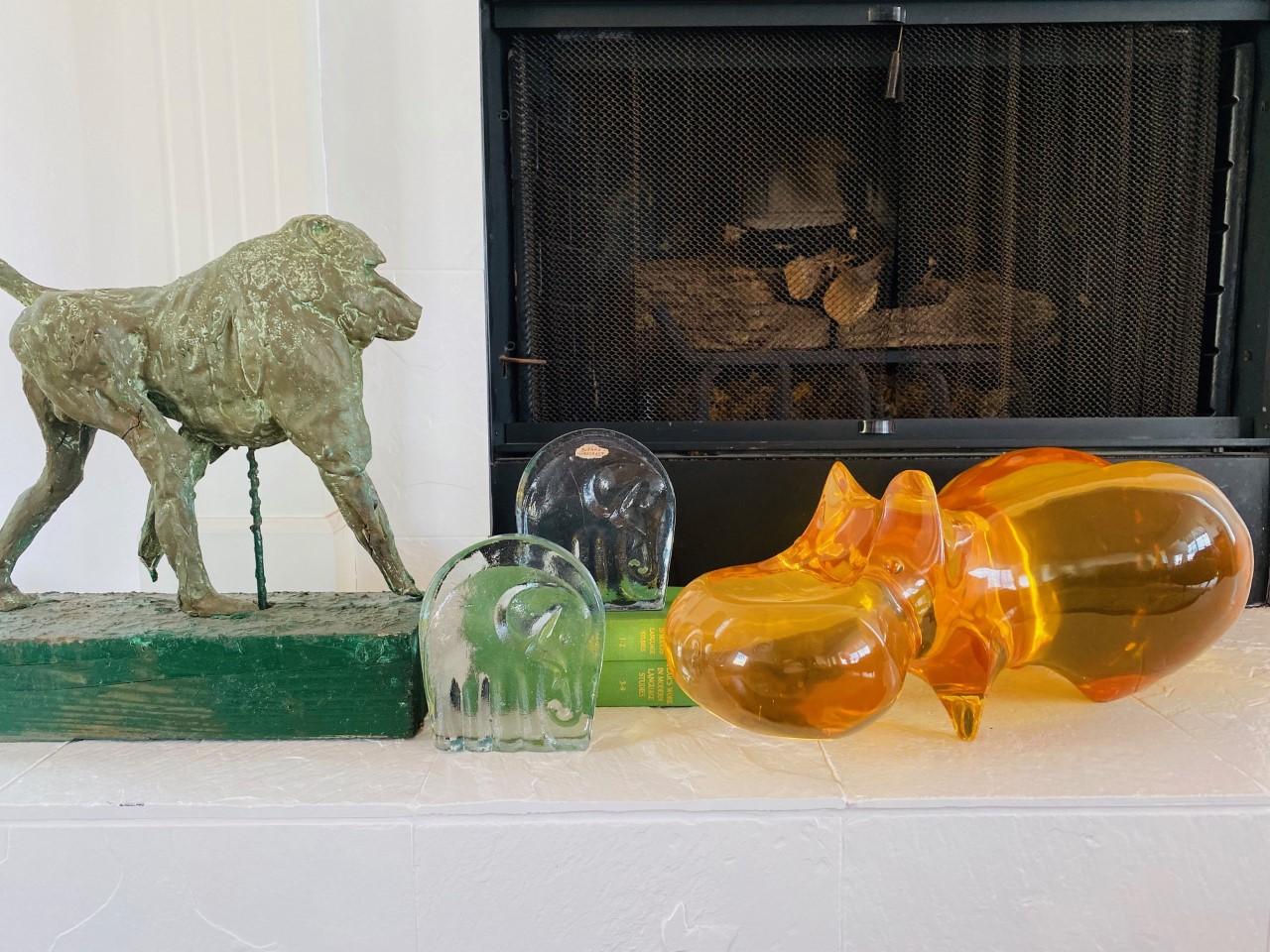 Vintage Glass Elephant Bookends by Blenko 4