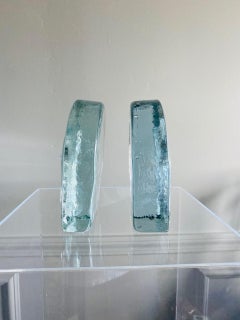 Serre-livres éléphant en verre vintage par Blenko