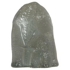 Vintage Glass Elephant Bookends by Blenko