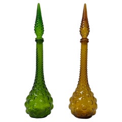 Retro Glass Empoli Decanter, set of 2, 1960s