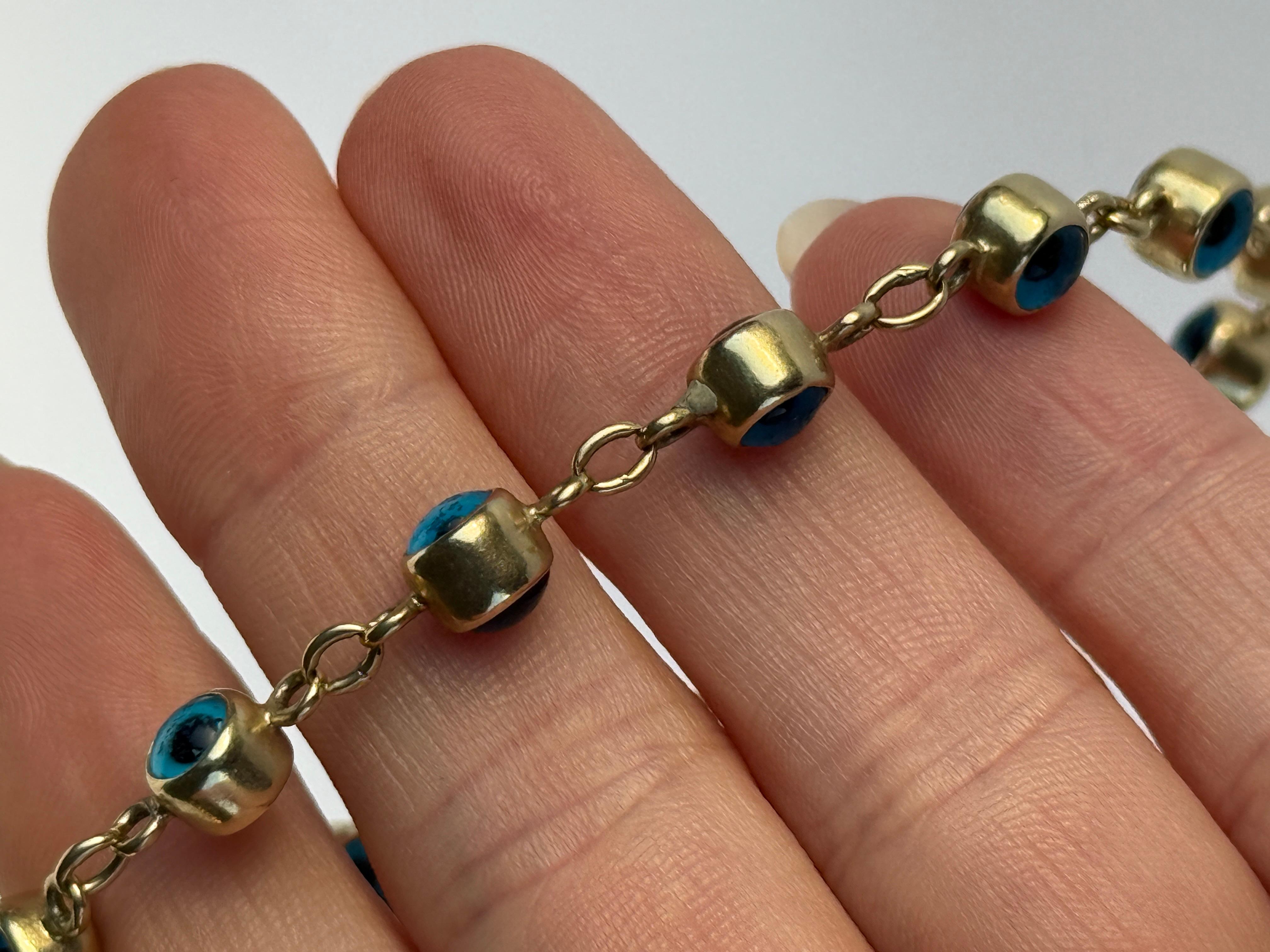 De las mujeres Pulsera vintage de cristal con mal de ojo y oro de 14 quilates en venta