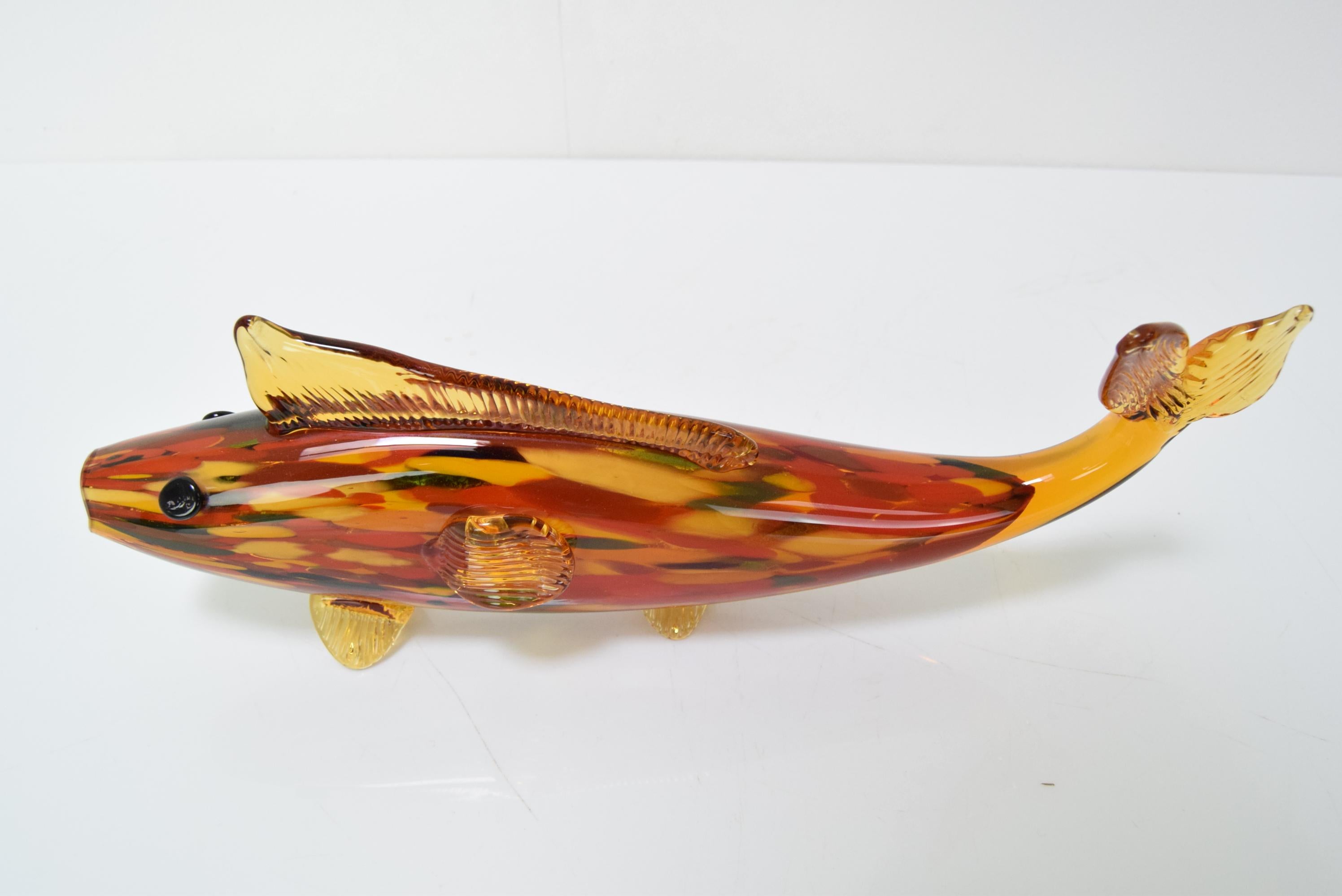 Vintage Glass Fish, Glasswork Novy Bor, 1970's.  For Sale 1