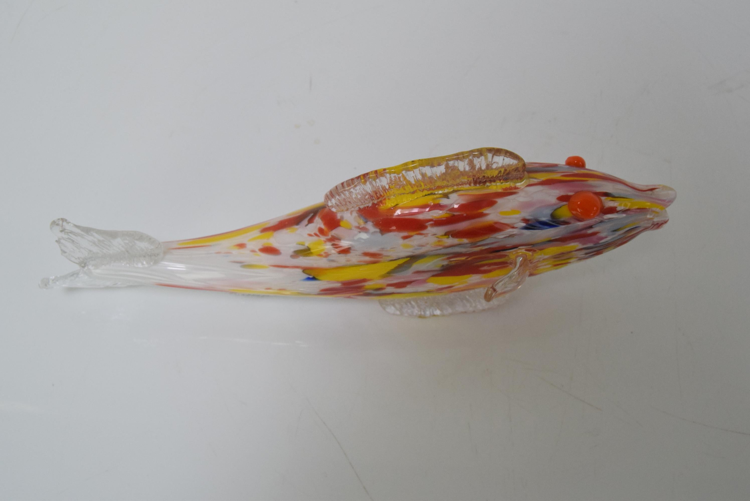 Vintage Glass Fish, Glasswork Novy Bor, 1970's.  For Sale 4