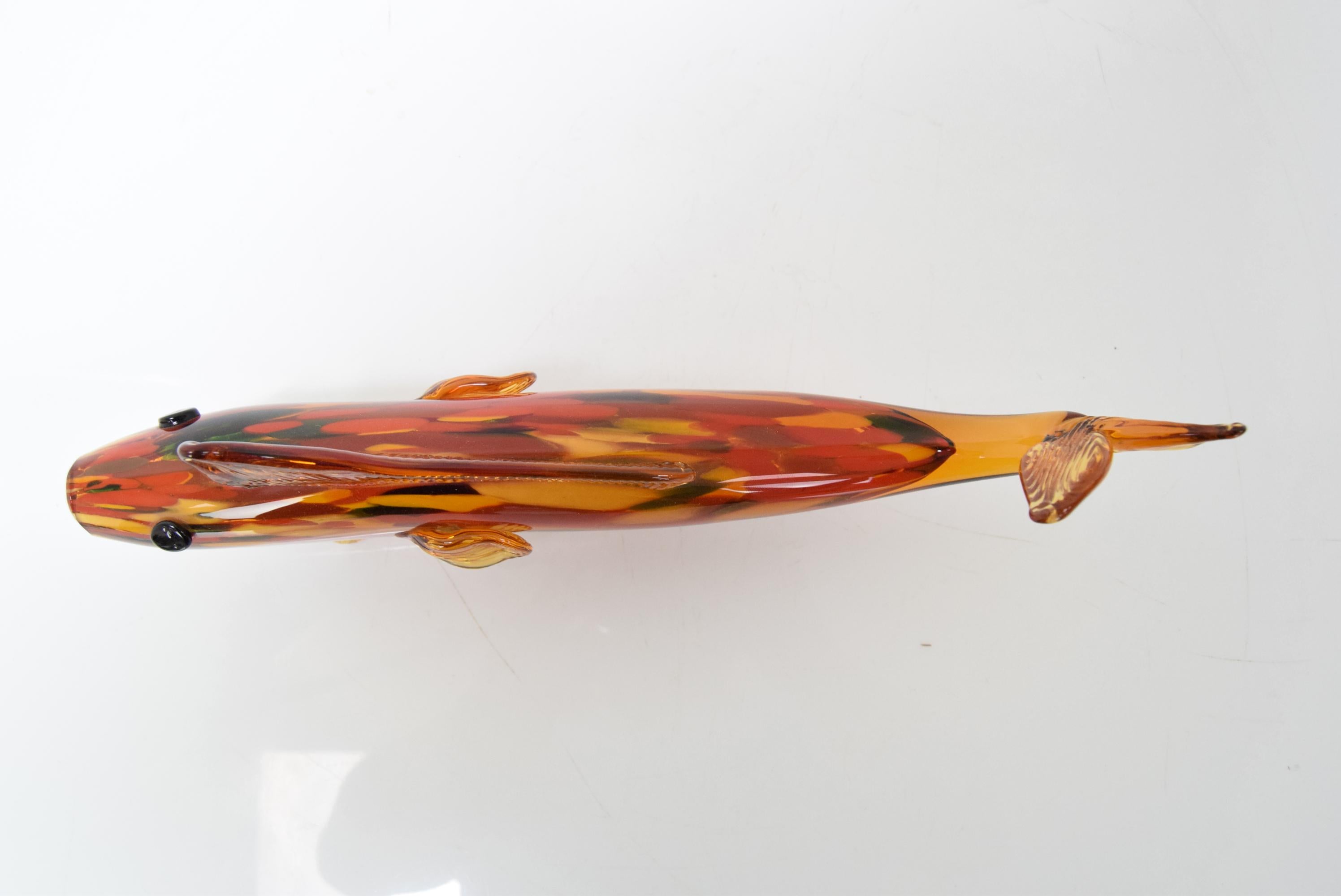 Vintage Glass Fish, Glasswork Novy Bor, 1970's.  For Sale 2