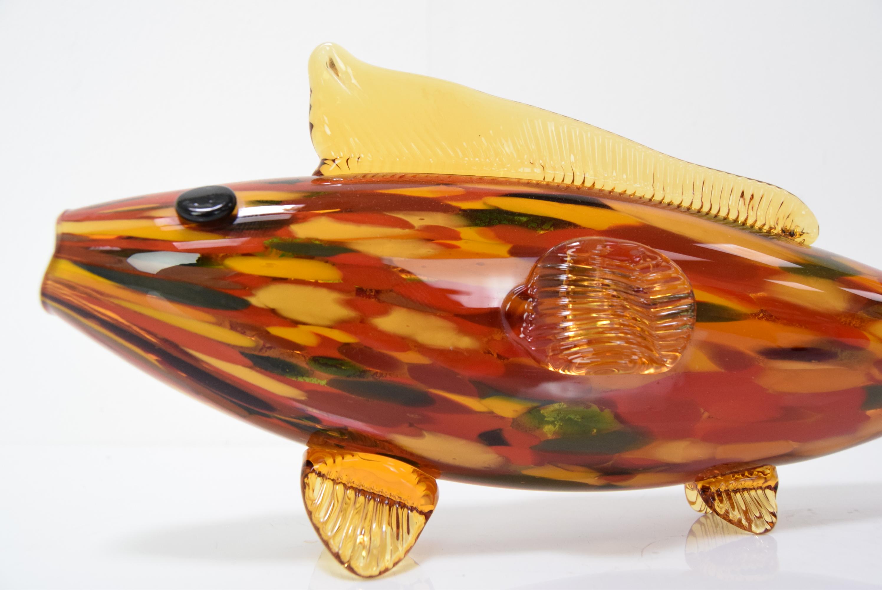 Vintage Glass Fish, Glasswork Novy Bor, 1970's.  For Sale 3
