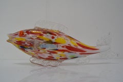 Vintage Glass Fish, Glasswork Novy Bor, 1970's.