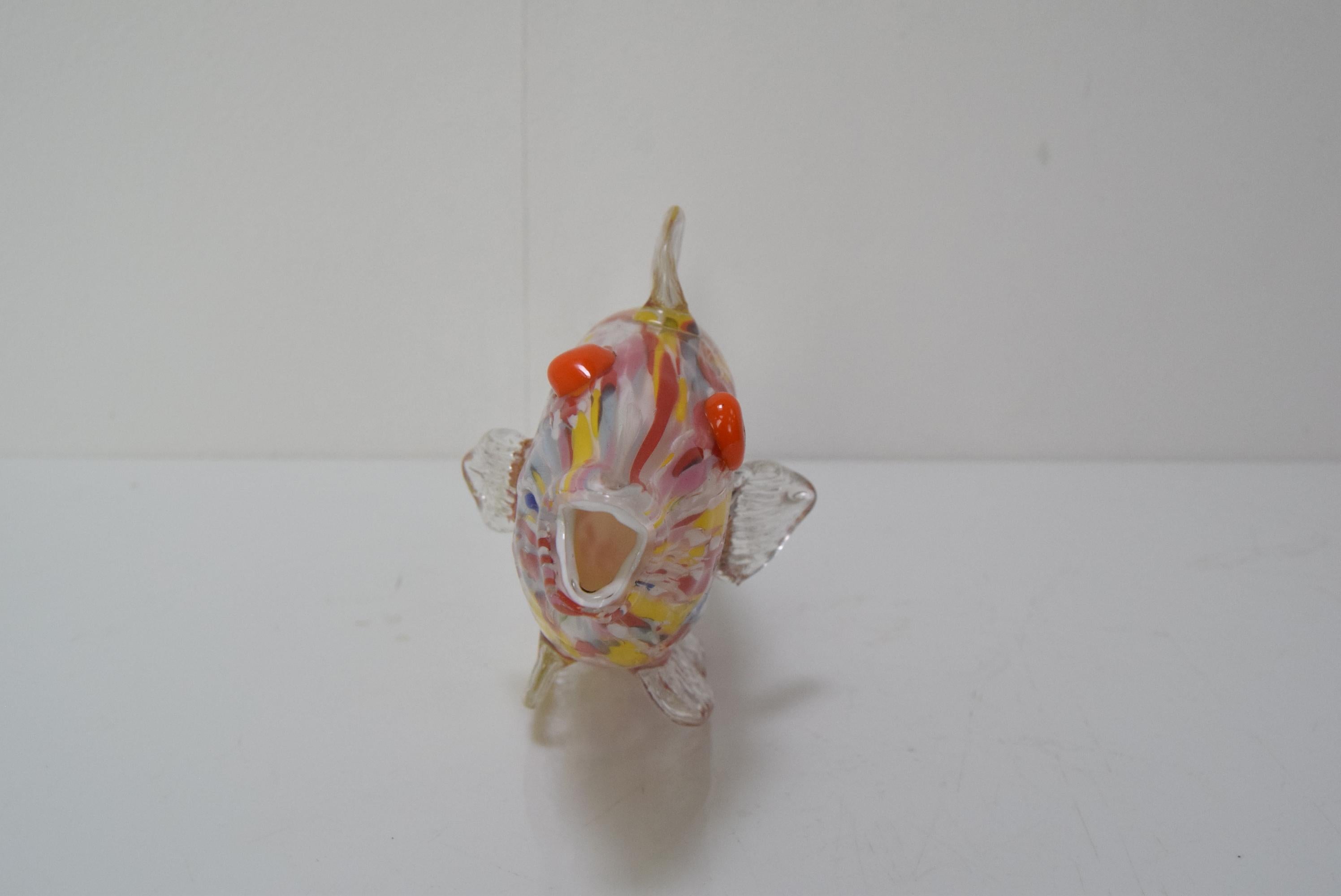 Vintage Glass Fish, Glasswork Novy Bor, 1970's.  In Good Condition For Sale In Praha, CZ
