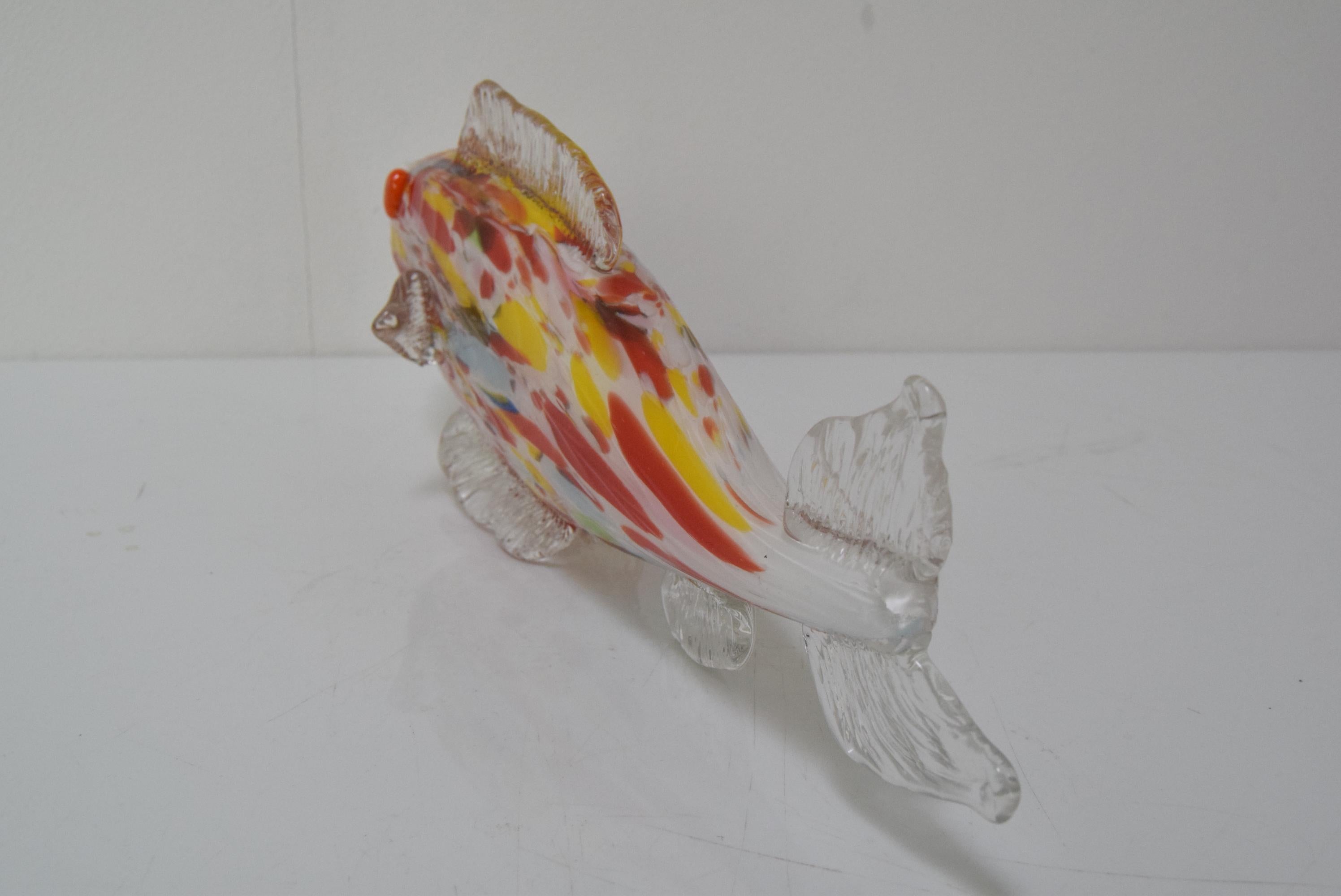 Vintage Glass Fish, Glasswork Novy Bor, 1970's.  For Sale 1