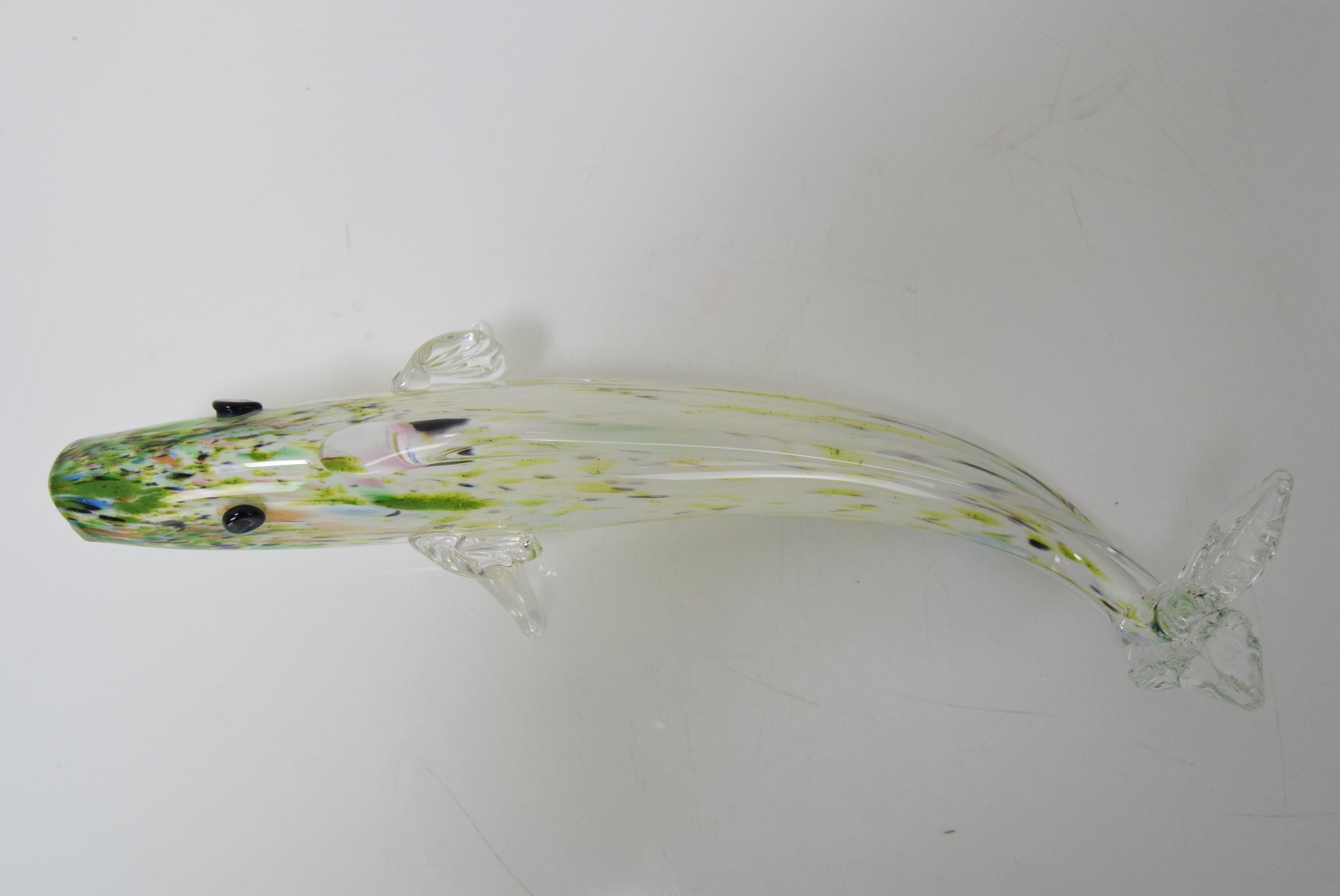 Late 20th Century Vintage Glass Fish, Glasswork Novy Bor, 1970's.  For Sale