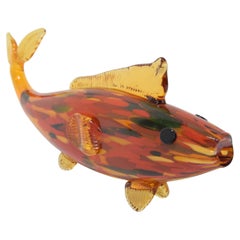 Vintage Glass Fish, Glasswork Novy Bor, 1970's. 