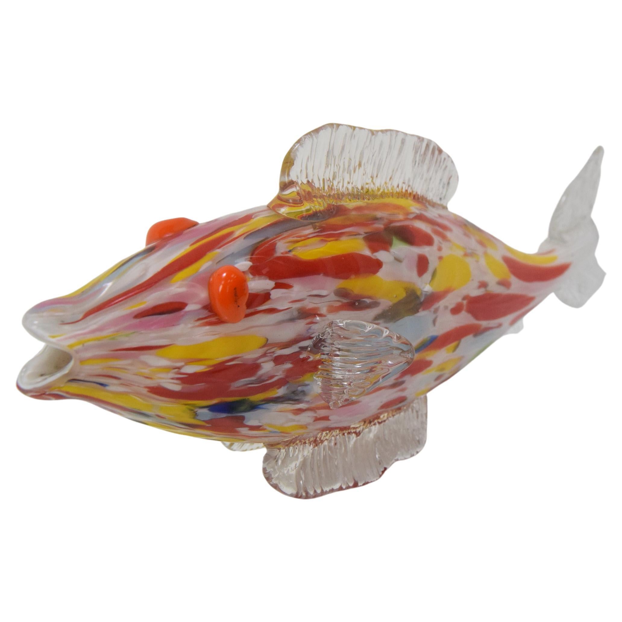 Vintage Glass Fish, Glasswork Novy Bor, 1970's.  For Sale
