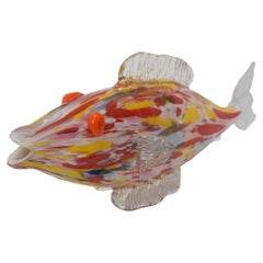 Vintage Glass Fish, Glasswork Novy Bor, 1970's. 