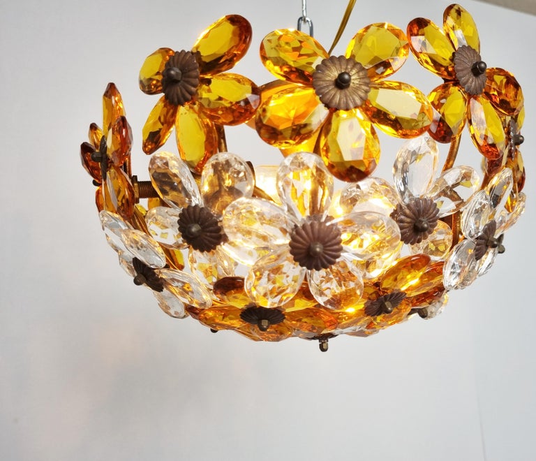 Vintage Glass Flower Ceiling Light, 1960s For Sale at 1stDibs
