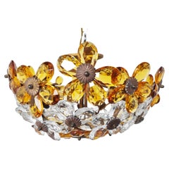 Vintage Glass Flower Ceiling Light, 1960s