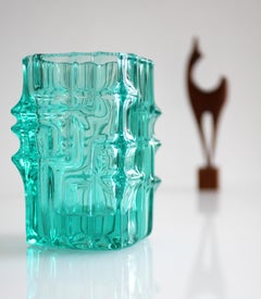 Jarrón de cristal vintage, conocido como "Abstracto" de Sklo Union, Rep. Checa