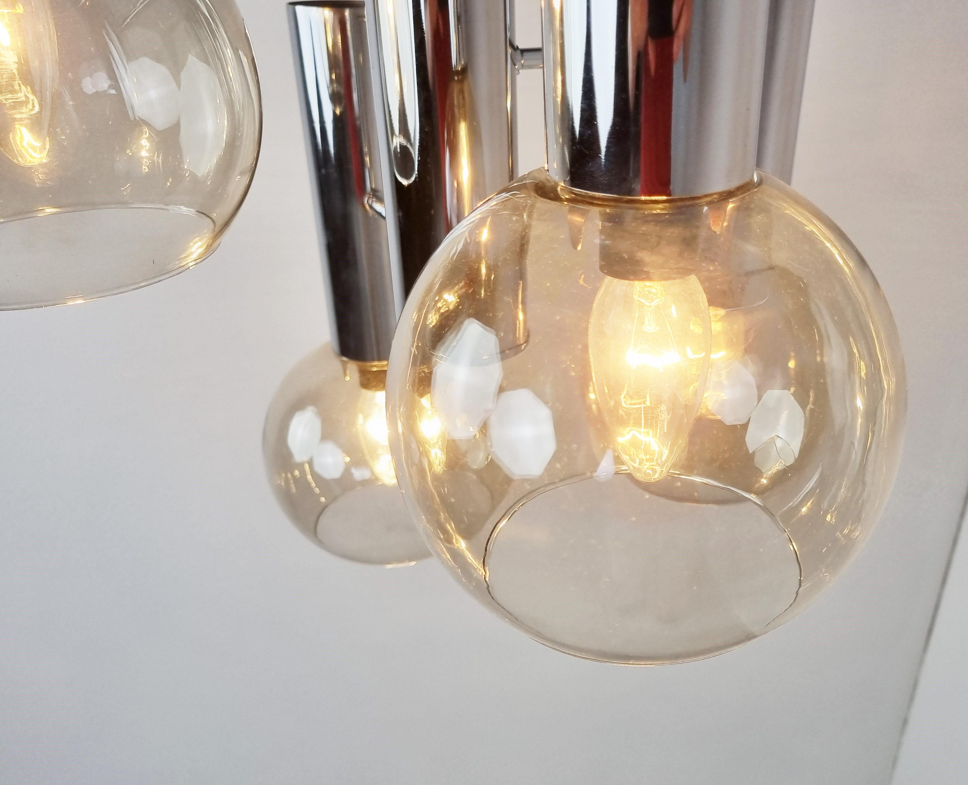 Vintage Glass Globe Chandelier, 1970s For Sale 2