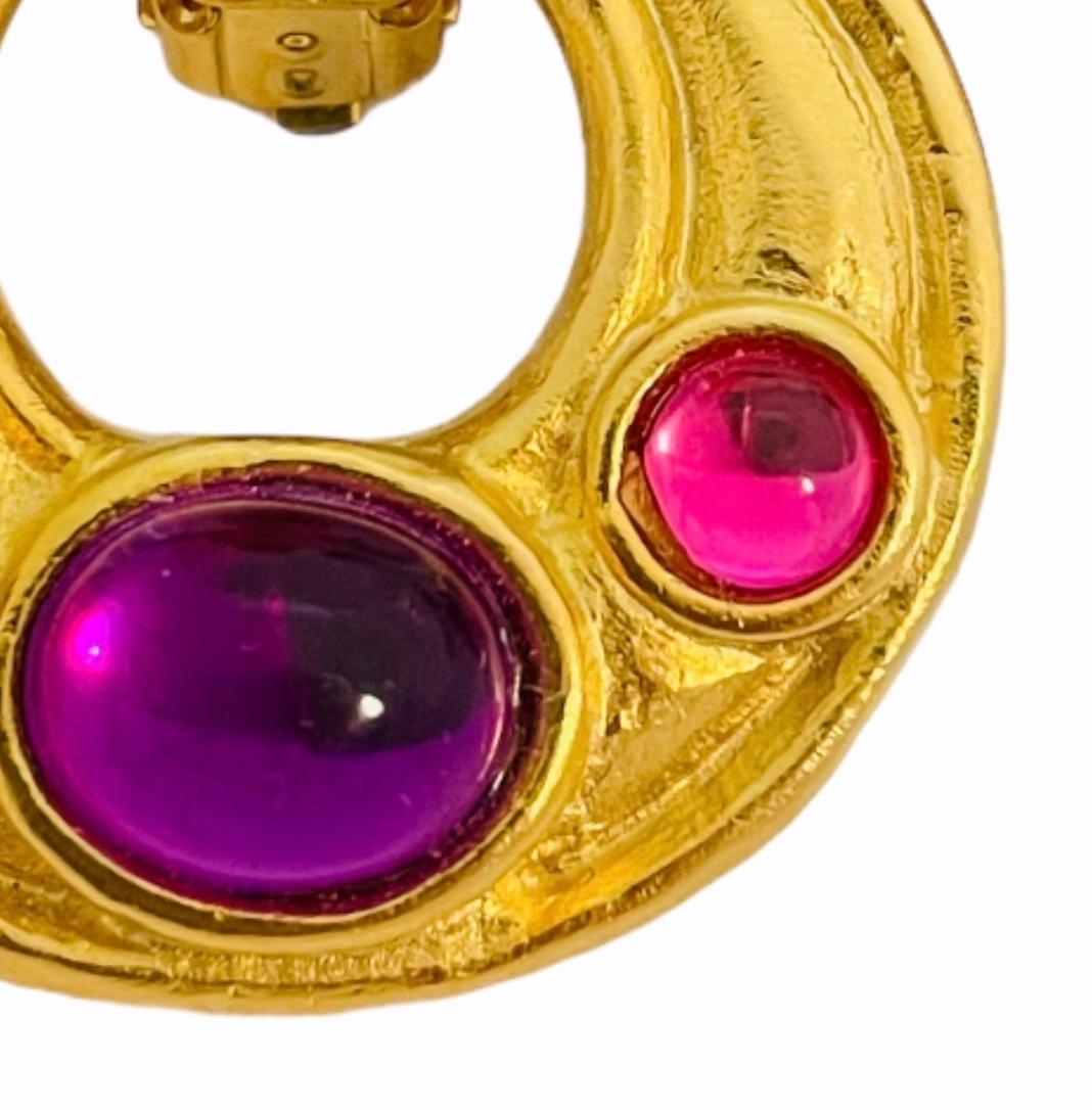 Women's Vintage glass gold door knocker earrings designer runway For Sale