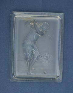 Vintage Glass Golf Dish with Raised Golfer in the Lid
