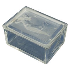 Vintage Glass Golf Dish with Raised Golfer in the Lid