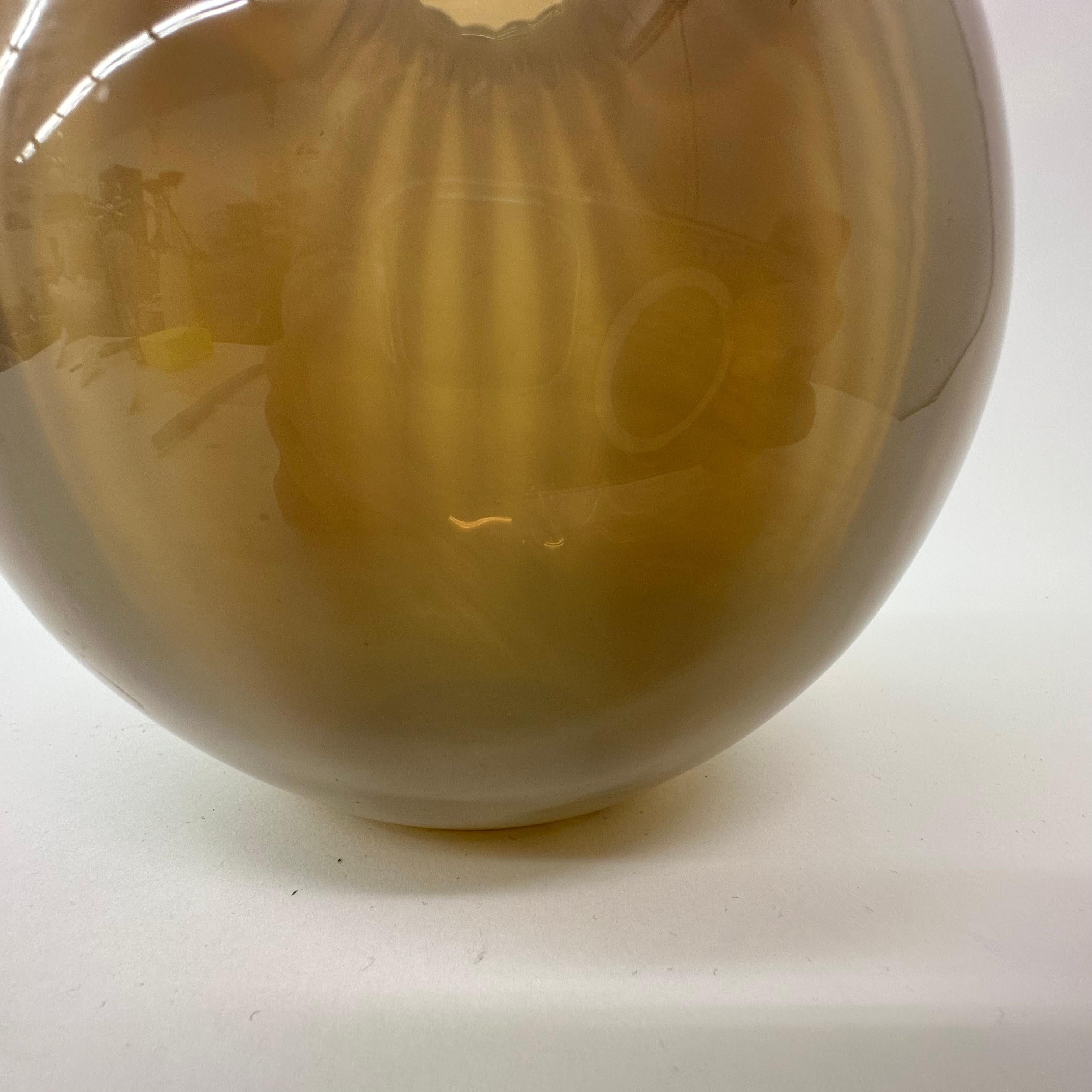 Vintage Glass Hand Blown Striped Vase, 1950s For Sale 3