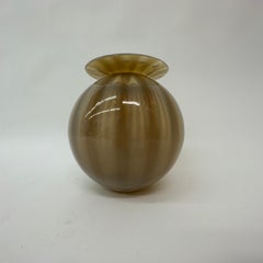 Vintage Glass Hand Blown Striped Vase, 1950s