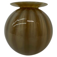 Retro Glass Hand Blown Striped Vase, 1950s