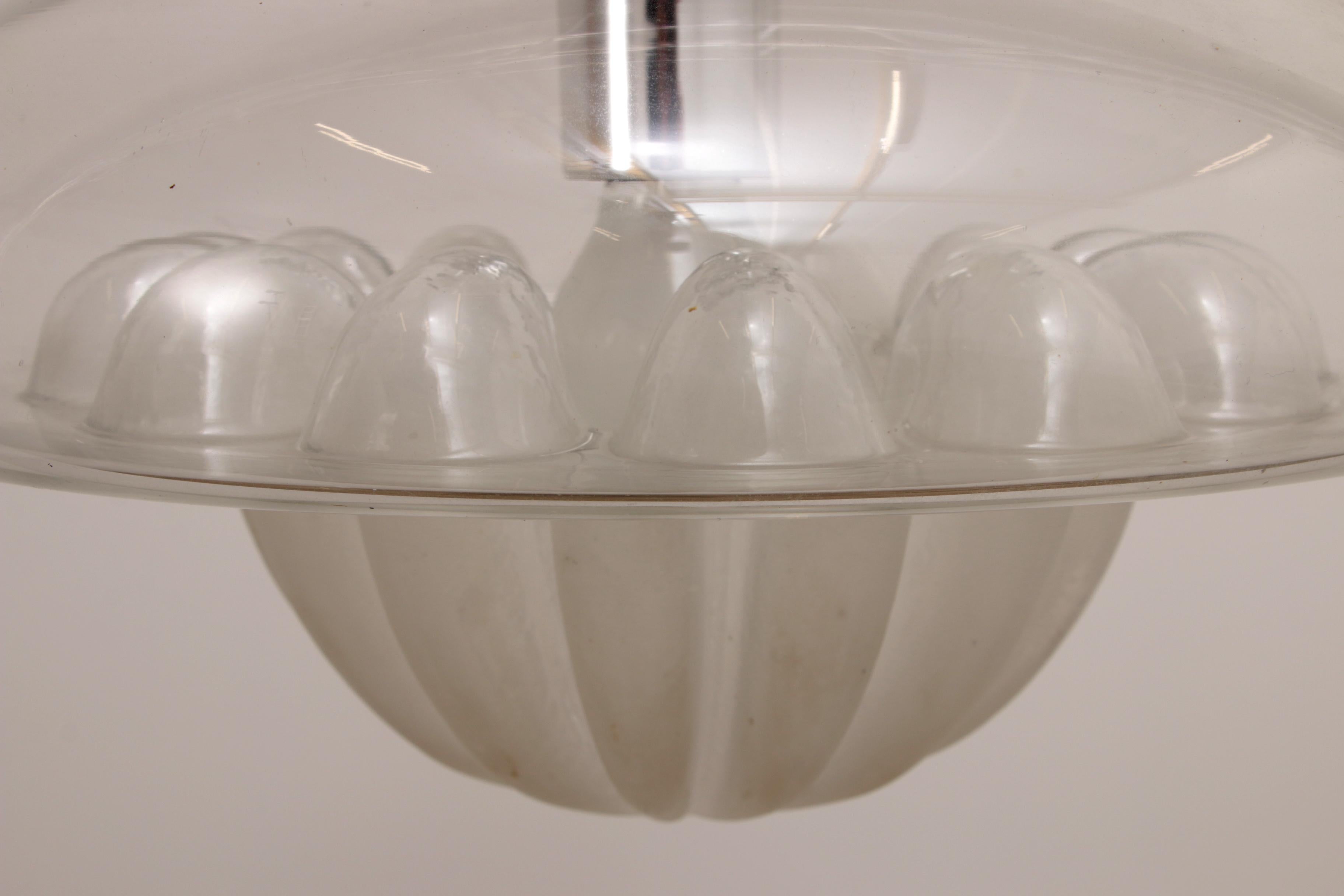 Vintage Glass Hanging Lamp by Peill & Putzler, circa 1960 For Sale 8