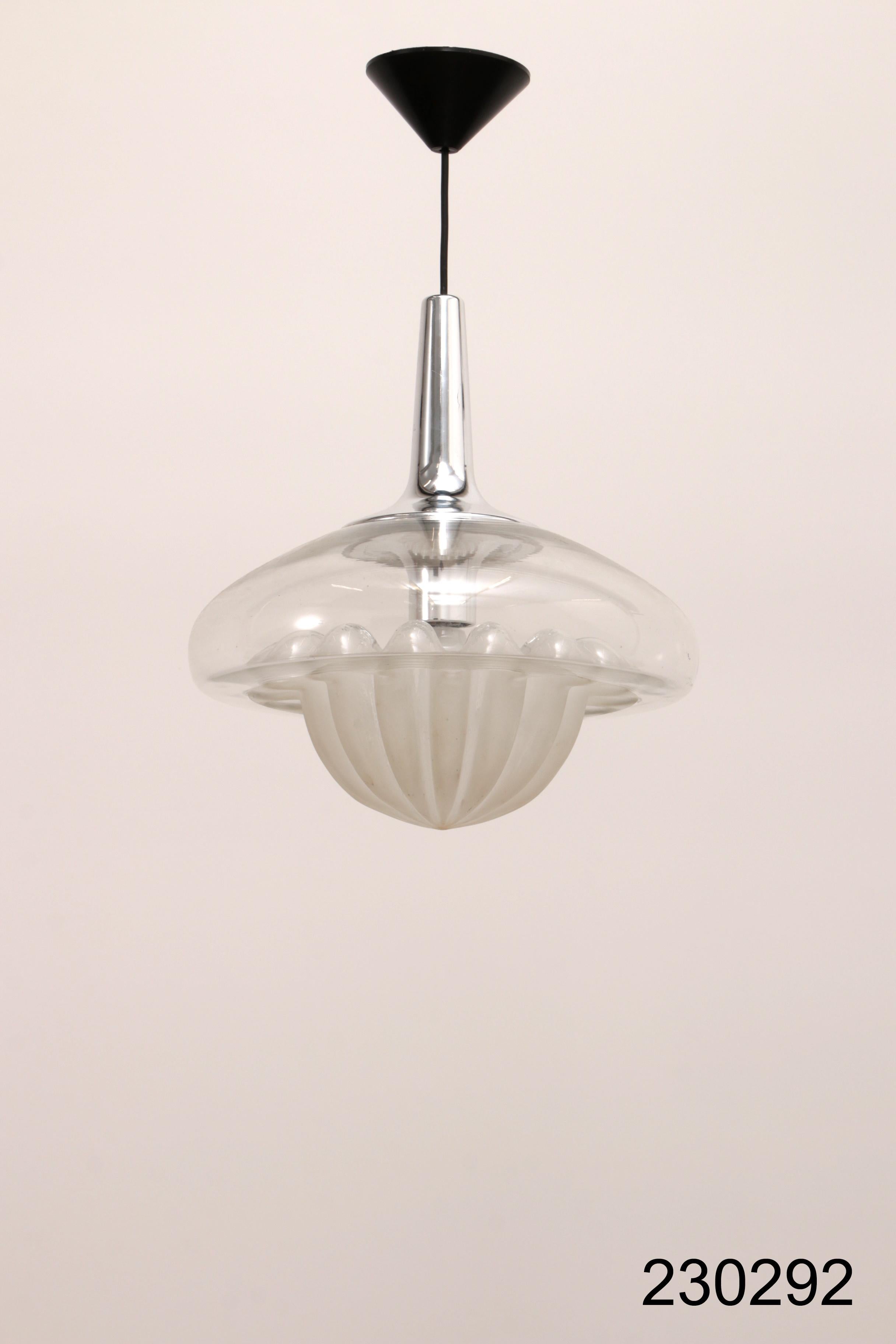 Vintage Glass Hanging Lamp by Peill & Putzler, circa 1960 For Sale 11